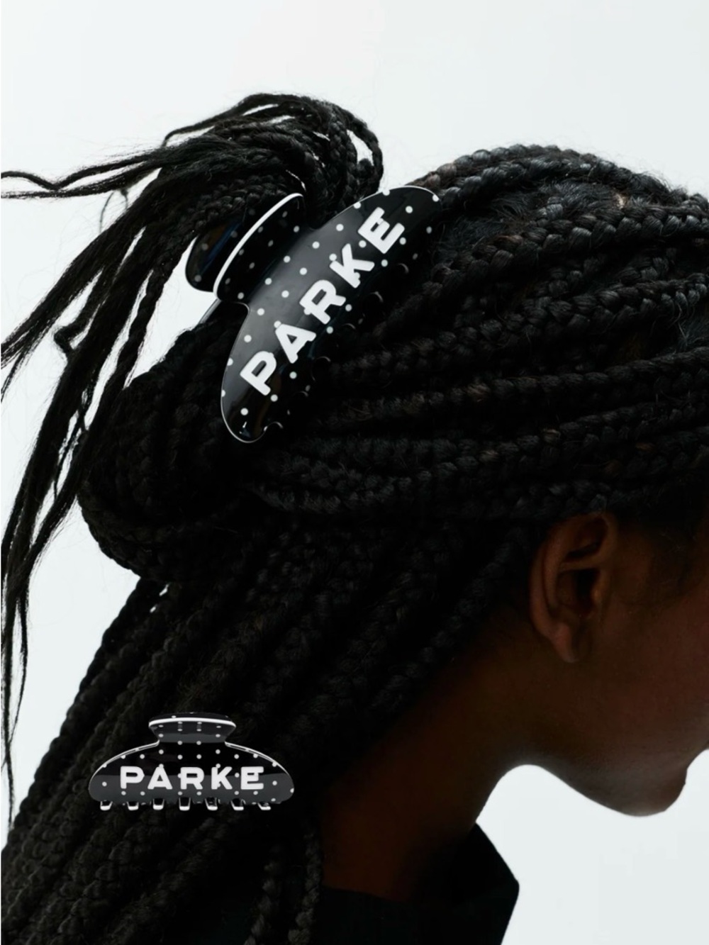 Brand New Parke Claw Clip in Black Polka Dot